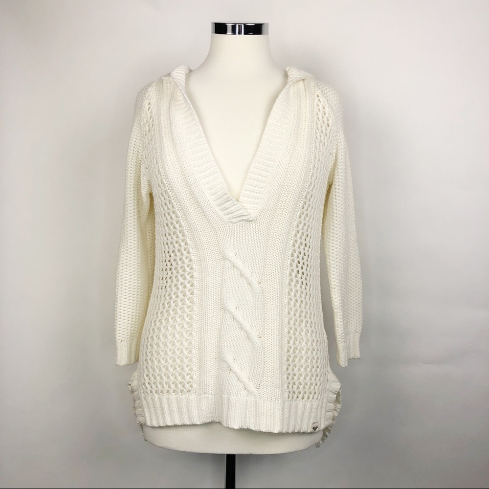 Roxy Open Knit Pullover Hoodie Sweater Size: Med
